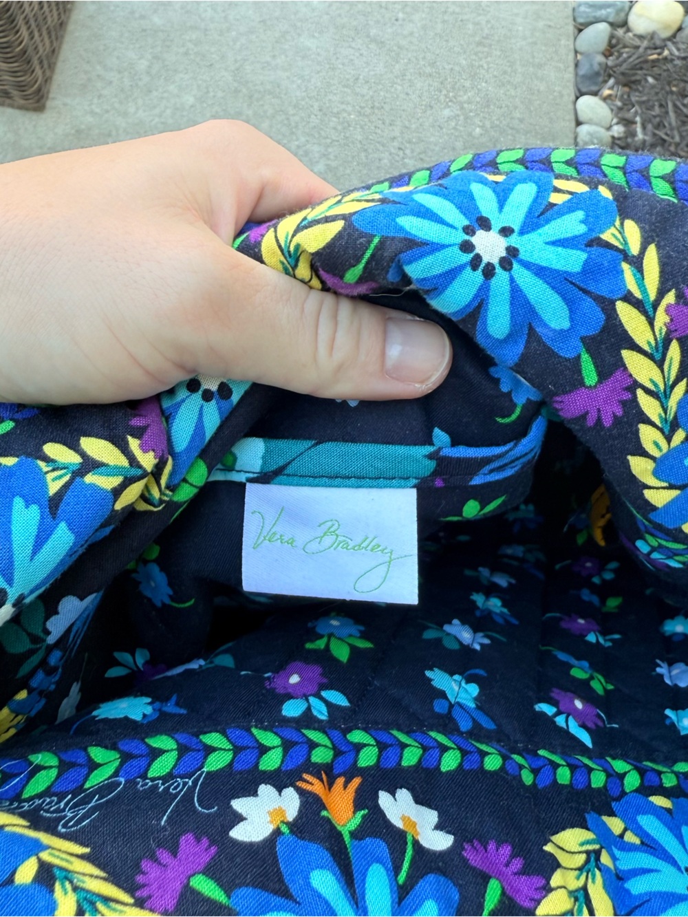 Vera Bradley Quilted Cotton Tote Bag in retired Midnight Blues Floral Pattern - Picture 5 of 5